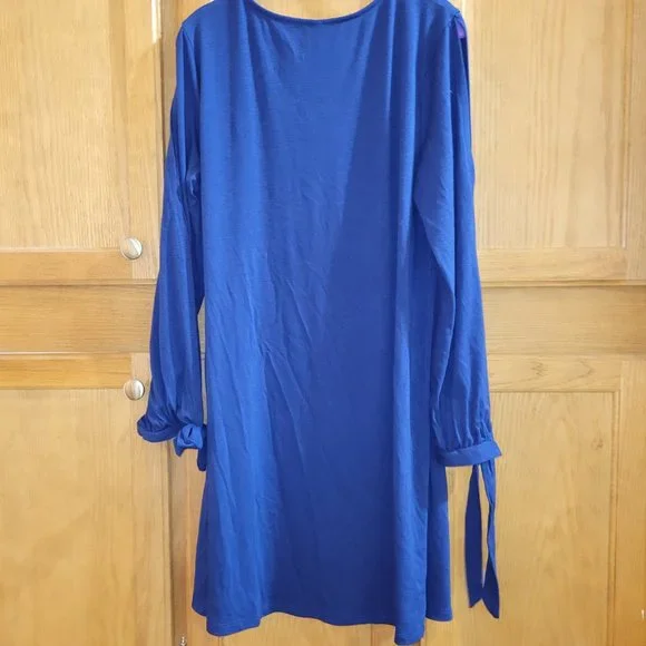 Goory blue split sleeves dress - Picture 8 of 10